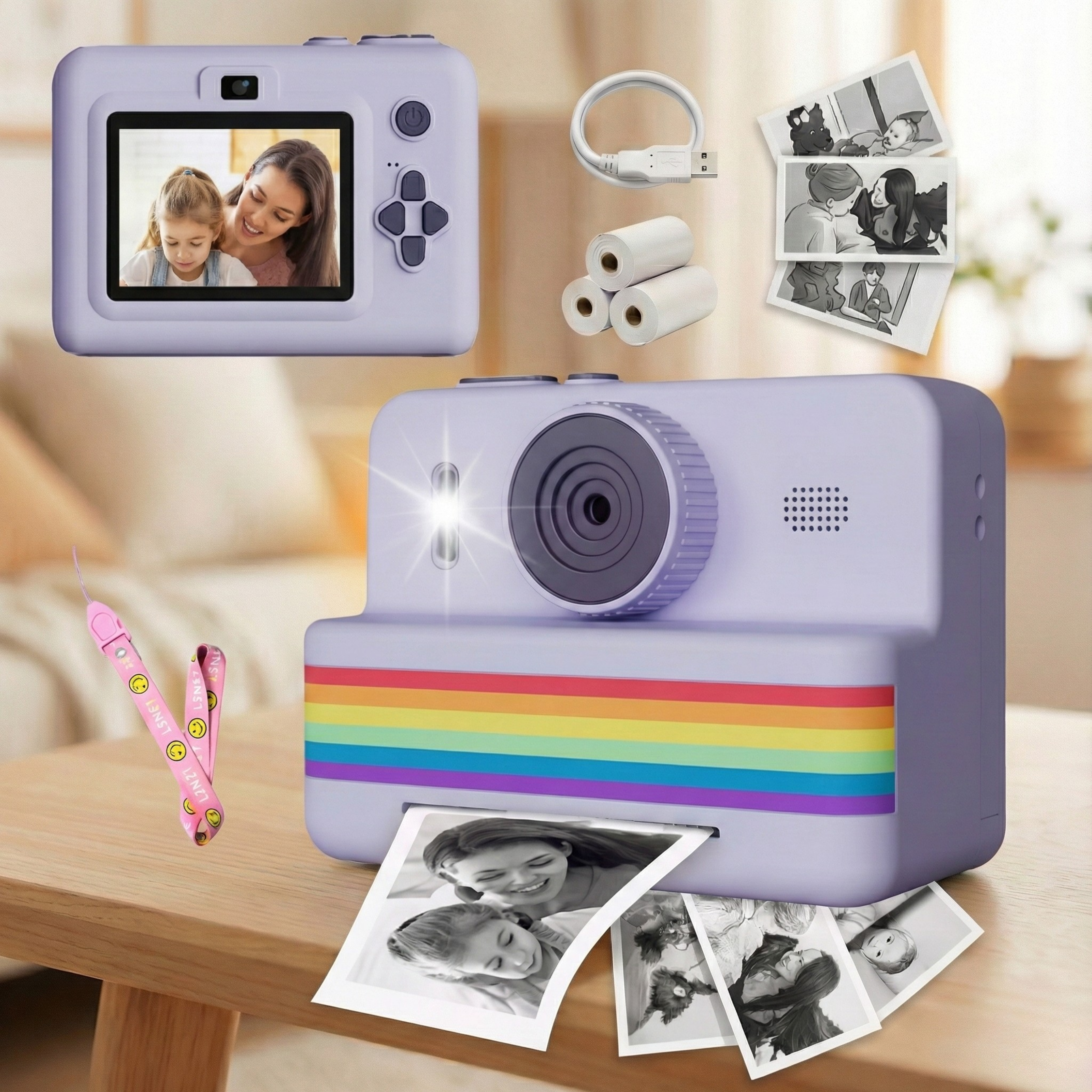 Appareil Photo Instantané "Retro-Fun" pour Enfant – Impression Thermique & Selfie