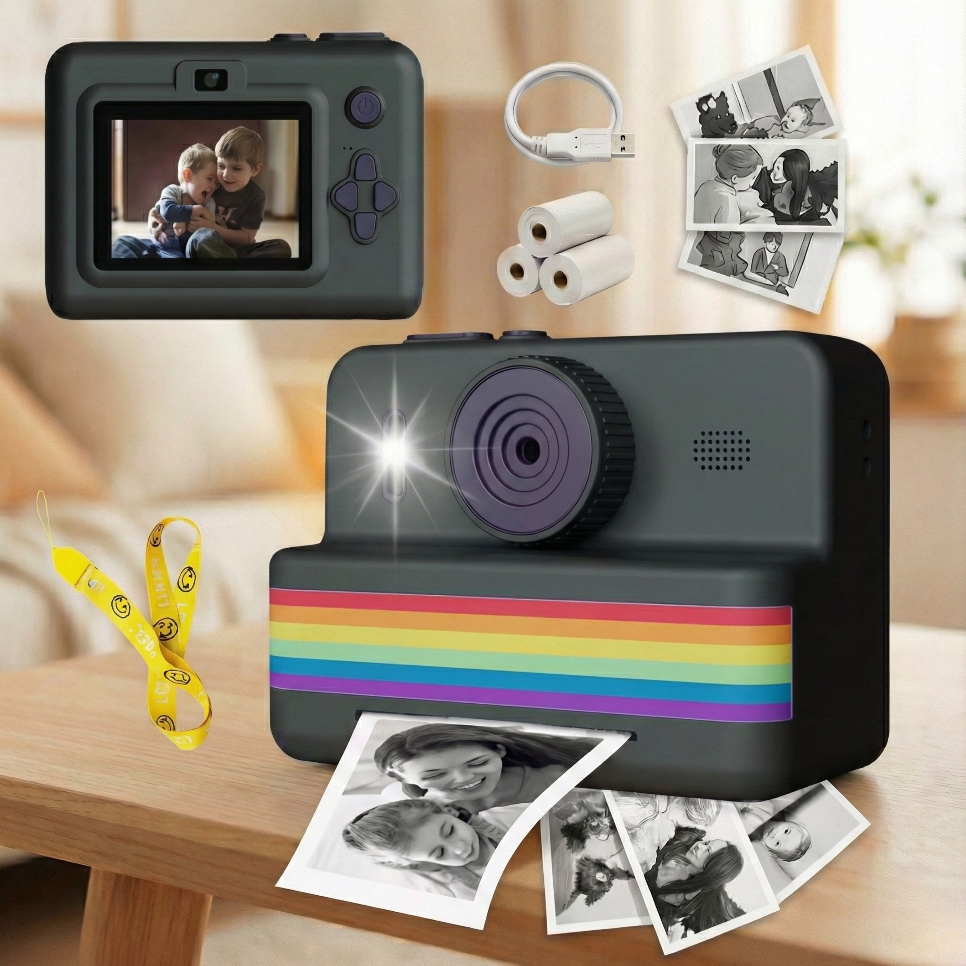 Appareil Photo Instantané "Retro-Fun" pour Enfant – Impression Thermique & Selfie